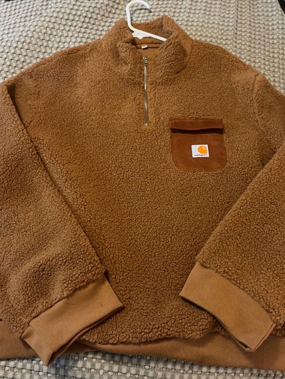 Carhartt Men’s Caramel Brown Sherpa Zip Pullover